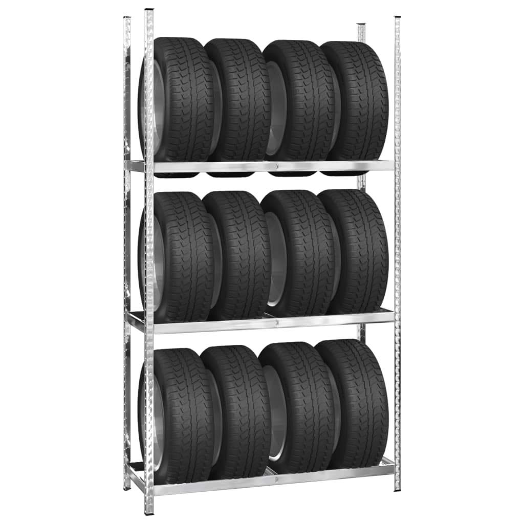 3-Layer Tire Rack Silver 110x40x200 cm Steel