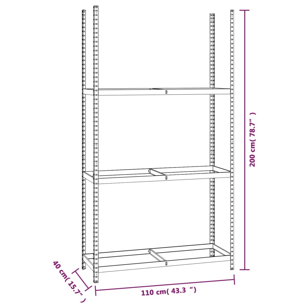 3-Layer Tire Rack Silver 110x40x200 cm Steel