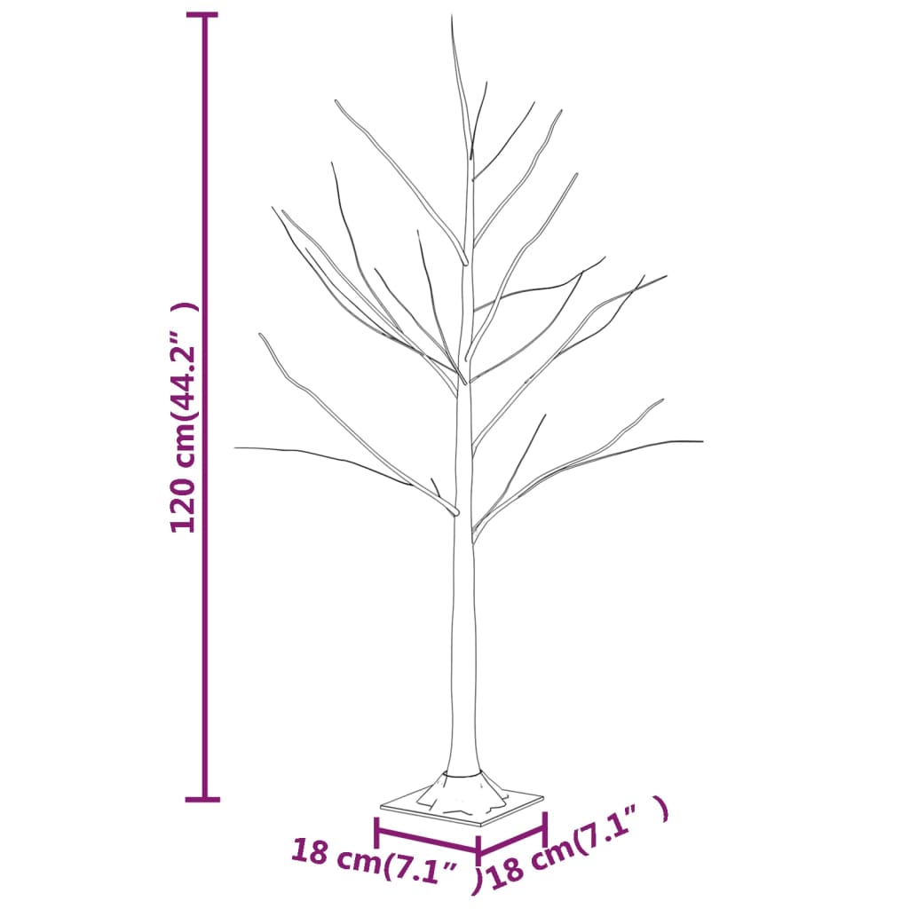 LED White Birch Tree Warm White 48 LEDs 120 cm