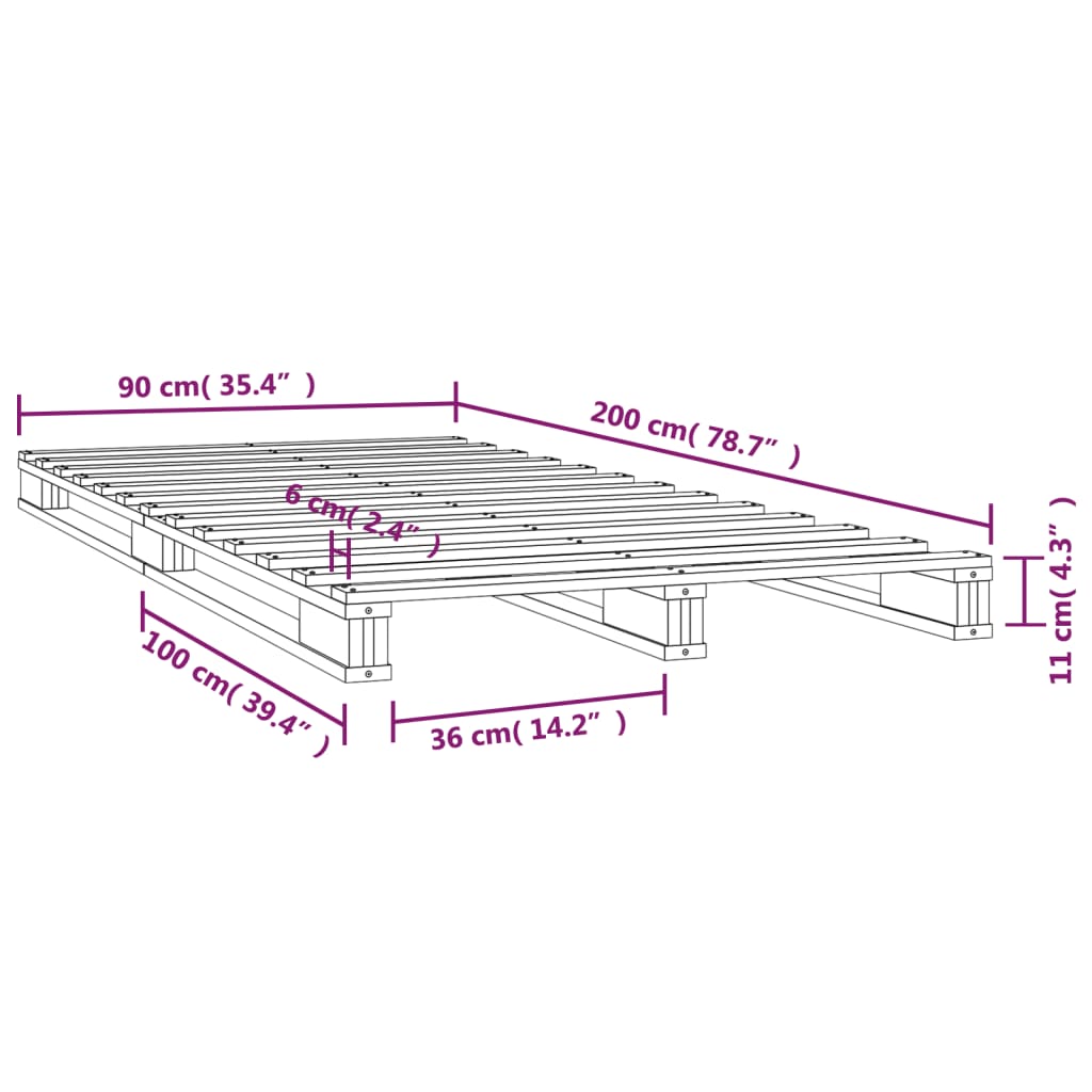 Pallet Bed without Mattress 90x200 cm Solid Wood