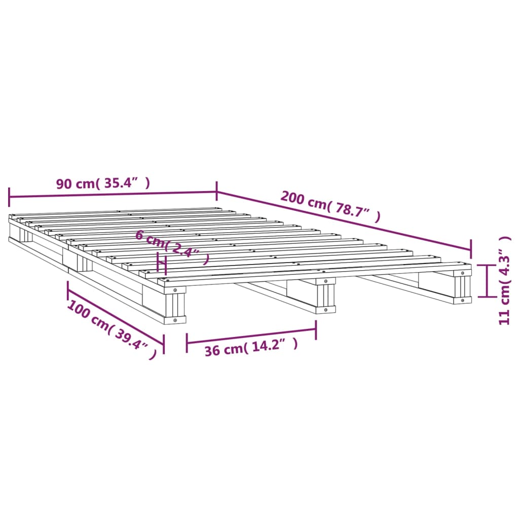 Pallet Bed without Mattress White 90x200 cm Solid Wood