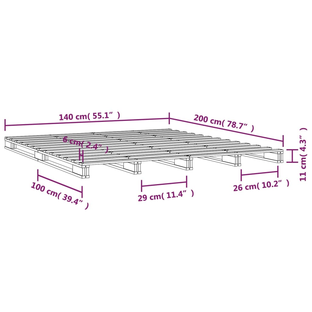 Pallet Bed without Mattress White 140x200 cm Solid Wood