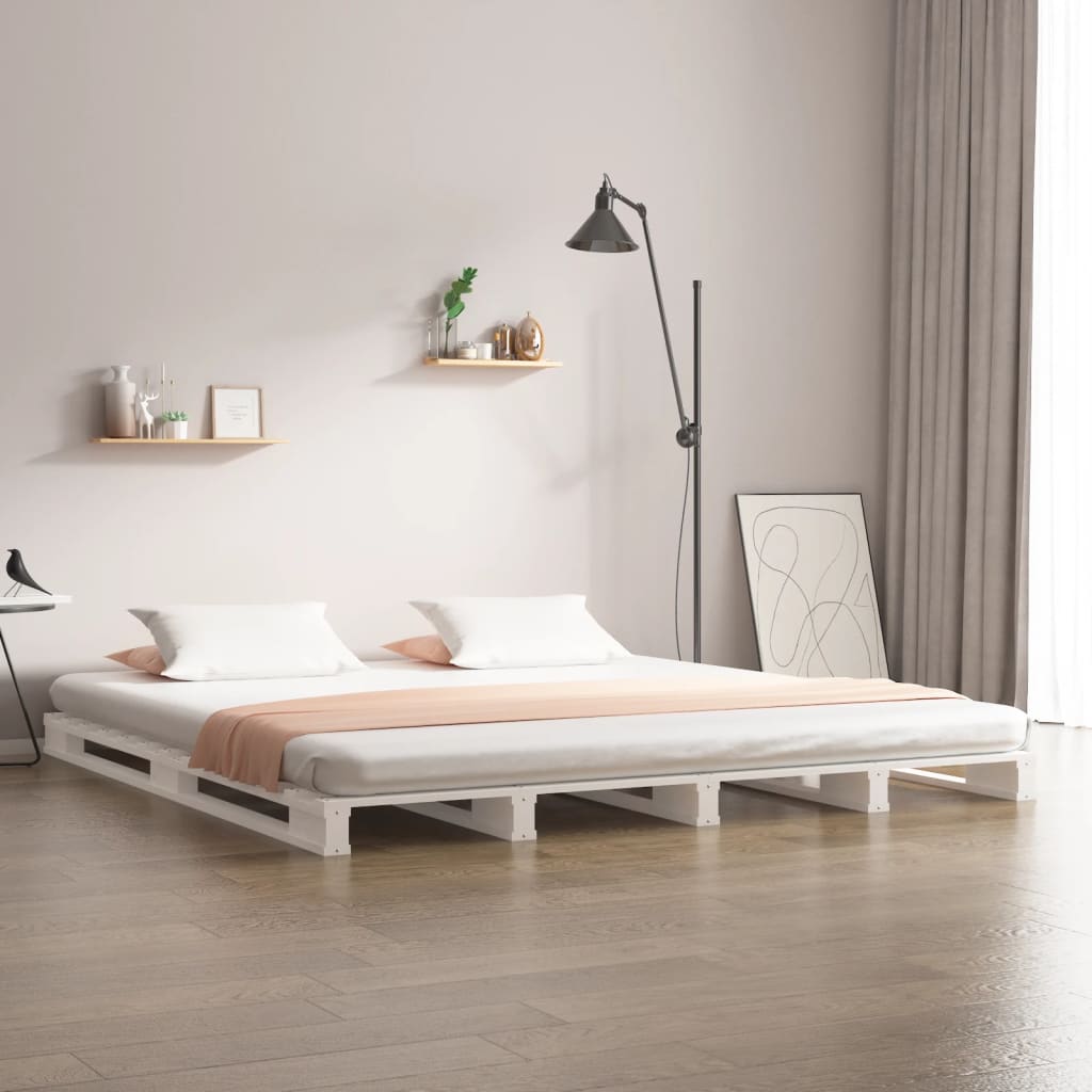 Pallet Bed without Mattress White 140x200 cm Solid Wood