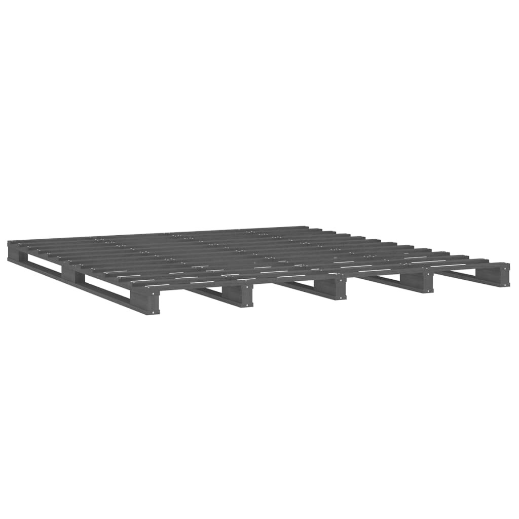 Pallet Bed without Mattress Grey King Size Solid Wood