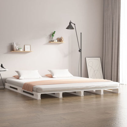 Pallet Bed without Mattress White Small Double Solid Wood