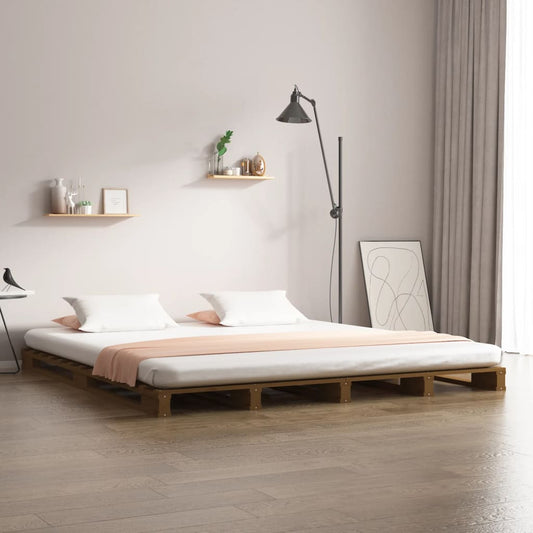 Pallet Bed without Mattress Honey Brown Small Double Solid Wood