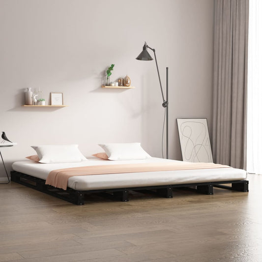 Pallet Bed without Mattress Black Small Double Solid Wood