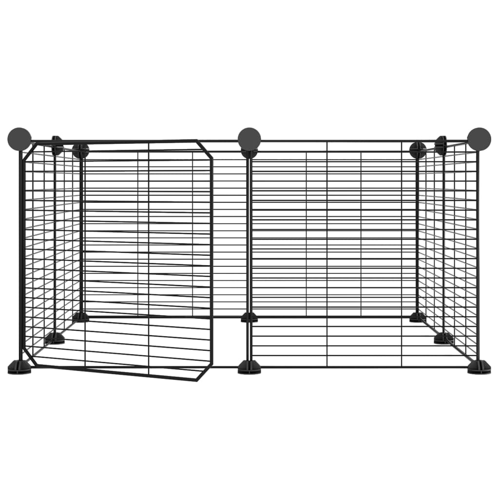 8-Panel Pet Cage with Door Black 35x35 cm Steel