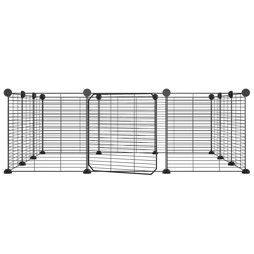 12-Panel Pet Cage with Door Black 35x35 cm Steel