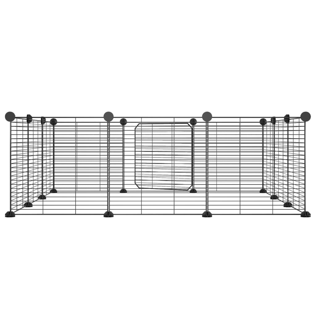 12-Panel Pet Cage with Door Black 35x35 cm Steel