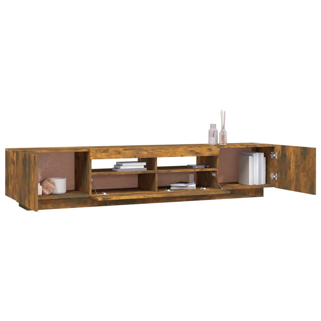 2 Piece TV Cabinet Set with LED Lights Smoked Oak Engineered Wood