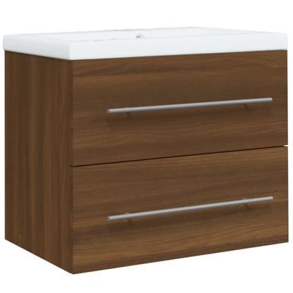 Sink Cabinet with Built-in Basin Brown Oak Engineered Wood