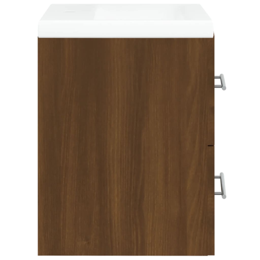 Sink Cabinet with Built-in Basin Brown Oak Engineered Wood