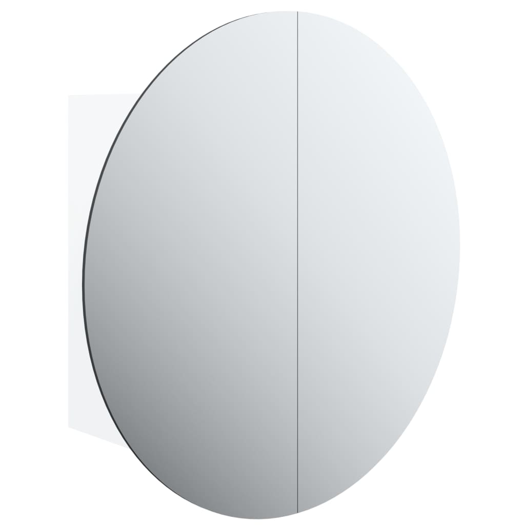 Bathroom Cabinet with Round Mirror&LED White 40x40x17.5 cm