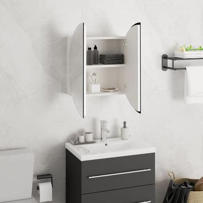 Bathroom Cabinet with Round Mirror&LED White 40x40x17.5 cm