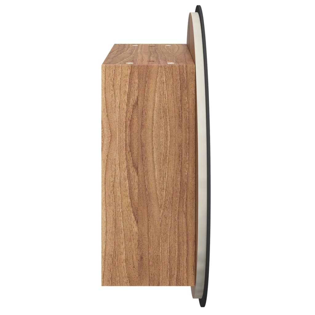 Bathroom Cabinet with Round Mirror&LED Oak 40x40x17.5 cm