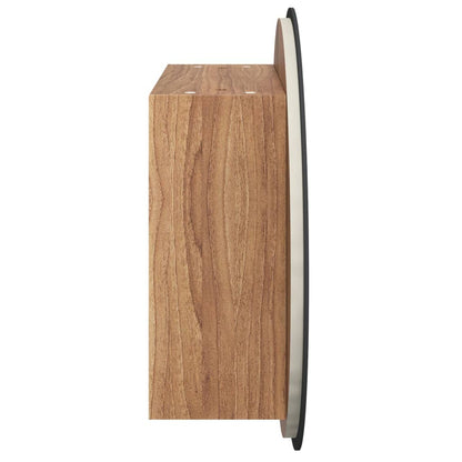 Bathroom Cabinet with Round Mirror&LED Oak 40x40x17.5 cm