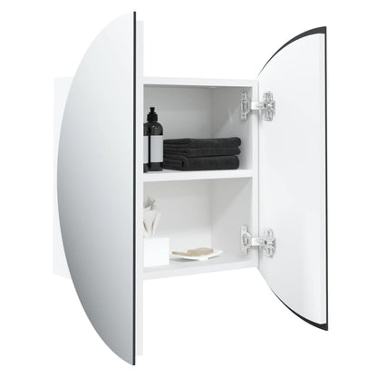 Bathroom Cabinet with Round Mirror&LED White 47x47x17.5 cm