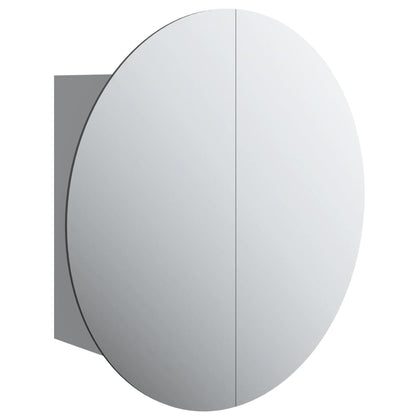 Bathroom Cabinet with Round Mirror&LED Grey 47x47x17.5 cm