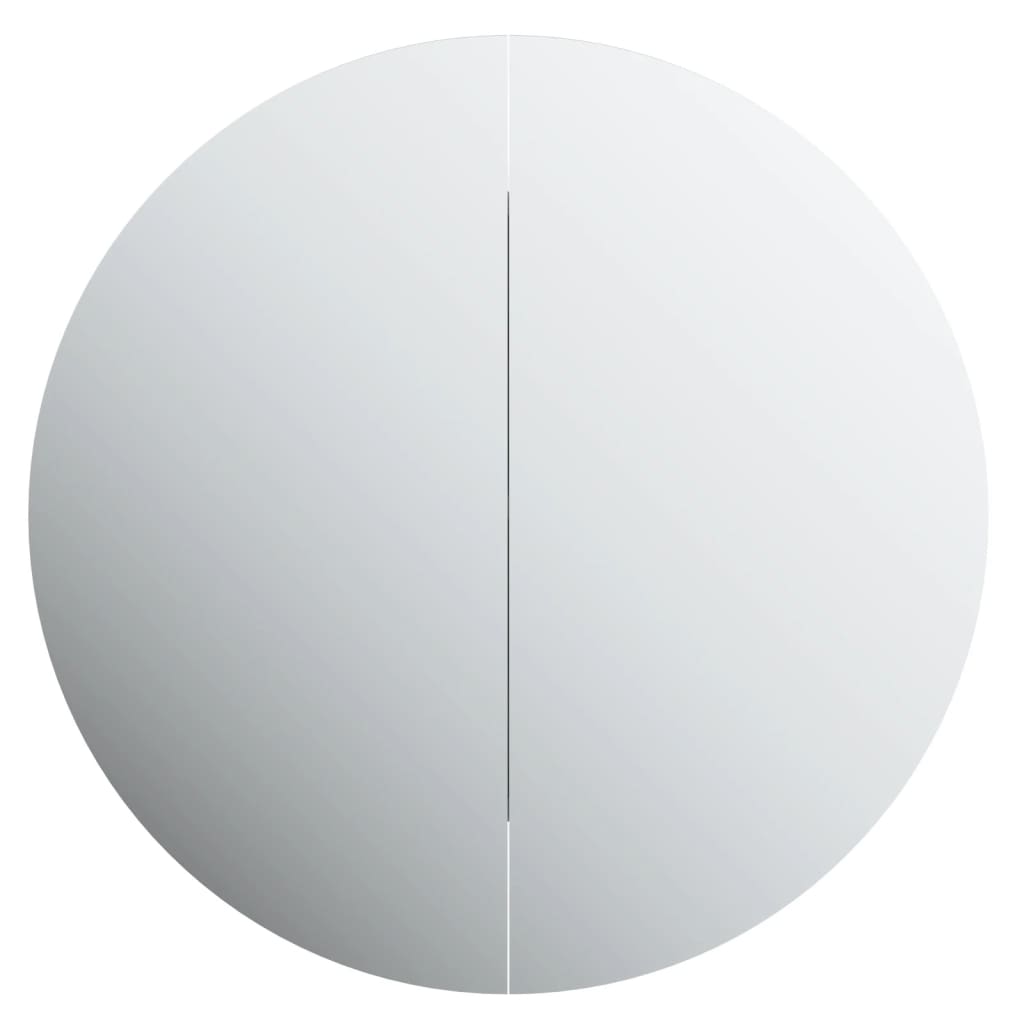 Bathroom Cabinet with Round Mirror&LED Grey 47x47x17.5 cm