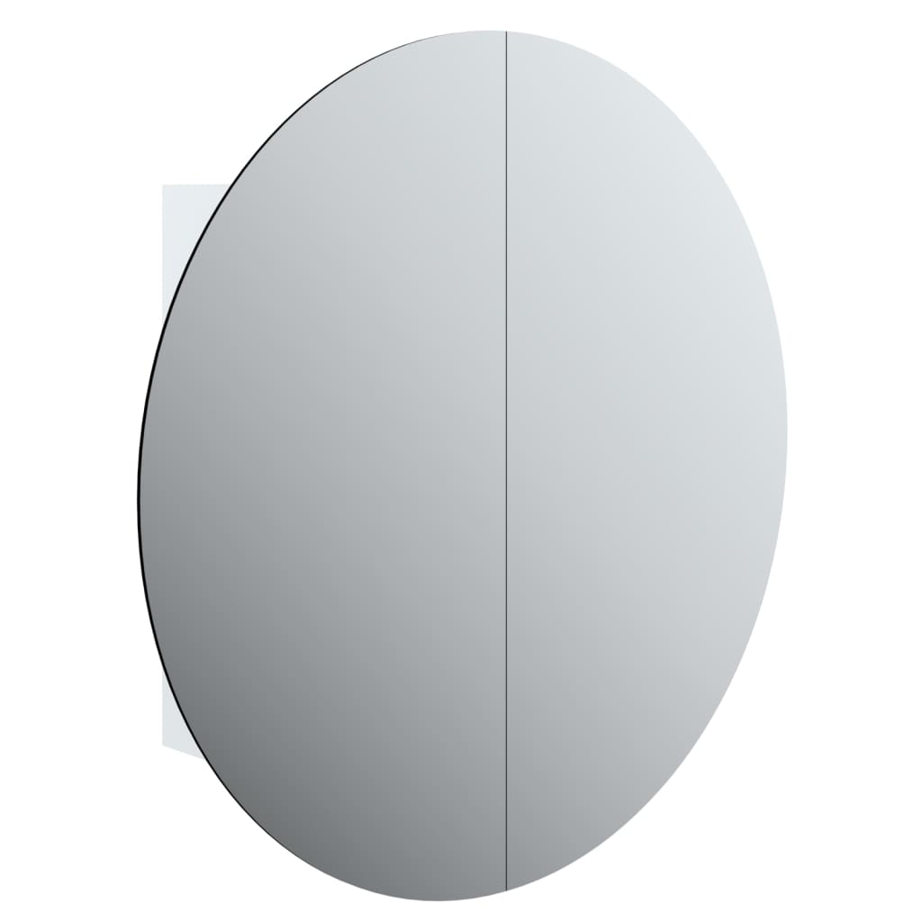 Bathroom Cabinet with Round Mirror&LED White 54x54x17.5 cm