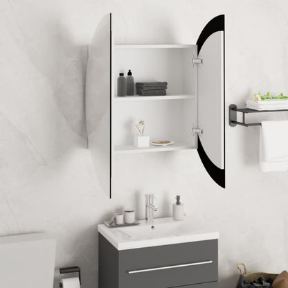 Bathroom Cabinet with Round Mirror&LED White 54x54x17.5 cm