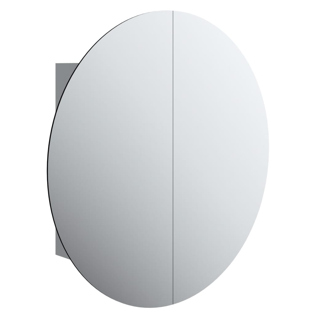 Bathroom Cabinet with Round Mirror&LED Grey 54x54x17.5 cm