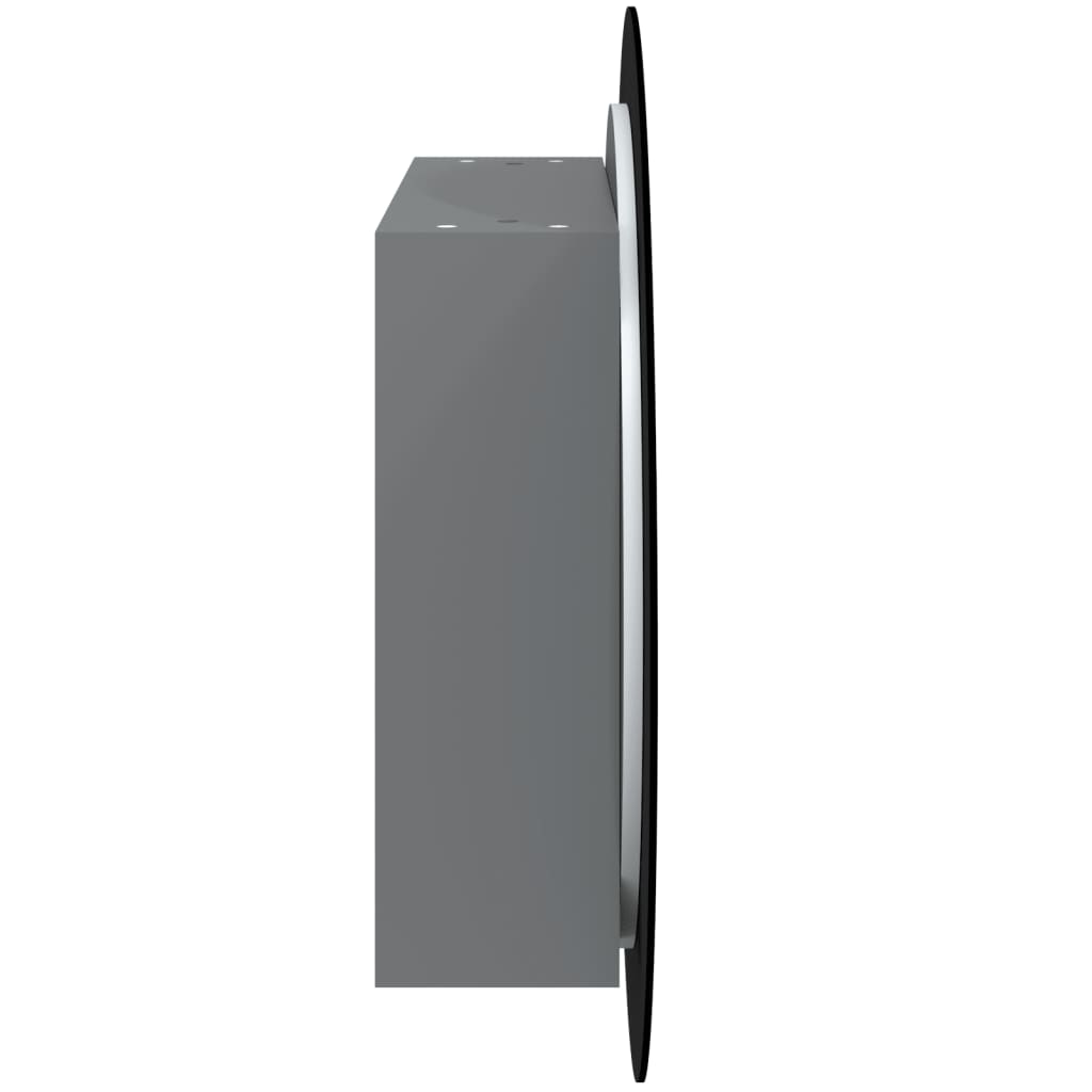 Bathroom Cabinet with Round Mirror&LED Grey 54x54x17.5 cm