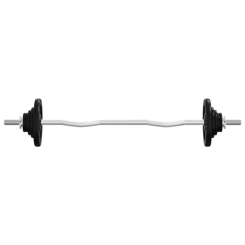 Barbell with Plates Set 30 kg Cast Iron & Chrome Plated Steel