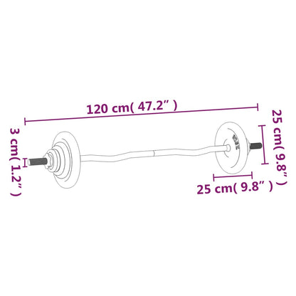 Barbell with Plates Set 30 kg Cast Iron & Chrome Plated Steel