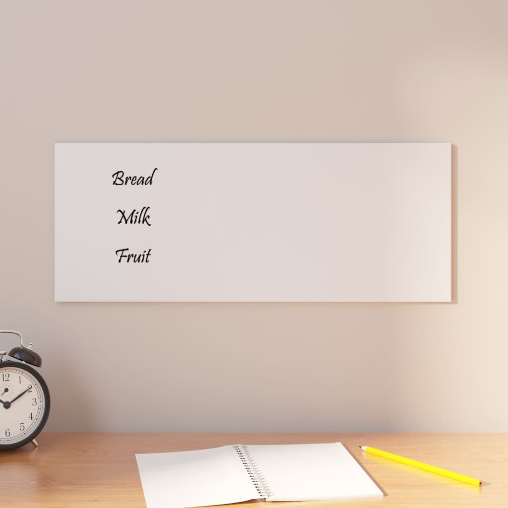 Wall-mounted Magnetic Board White 50x20 cm Tempered Glass