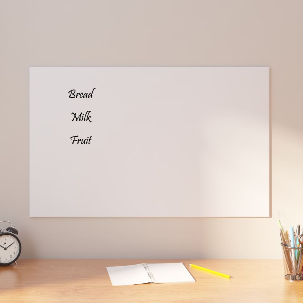 Wall-mounted Magnetic Board White 80x50 cm Tempered Glass