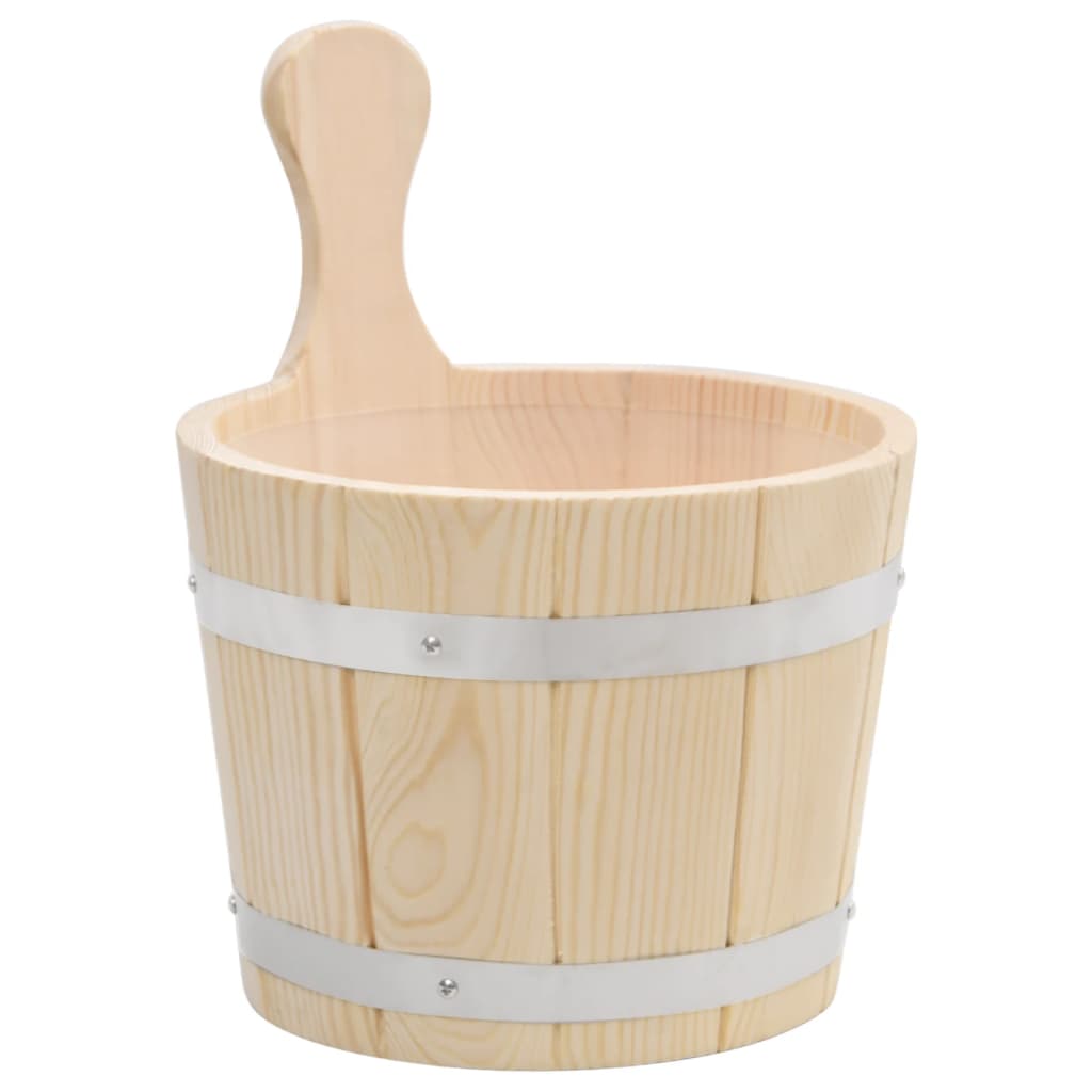 Sauna Bucket and Ladle Set Solid Wood Pine