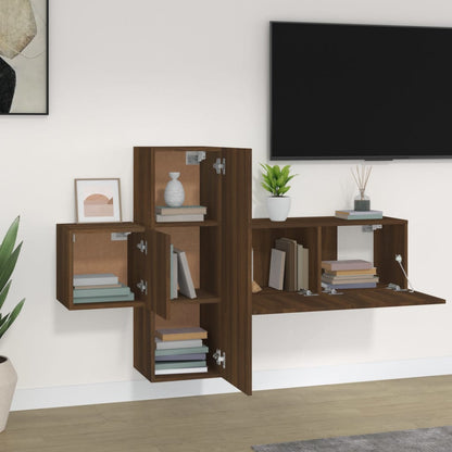 3 Piece TV Cabinet Set Brown Oak Engineered Wood