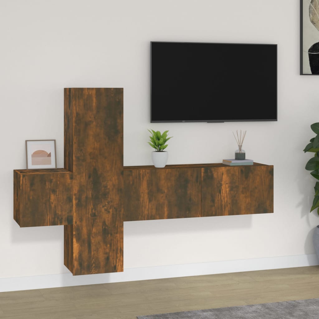 3 Piece TV Cabinet Set Smoked Oak Engineered Wood