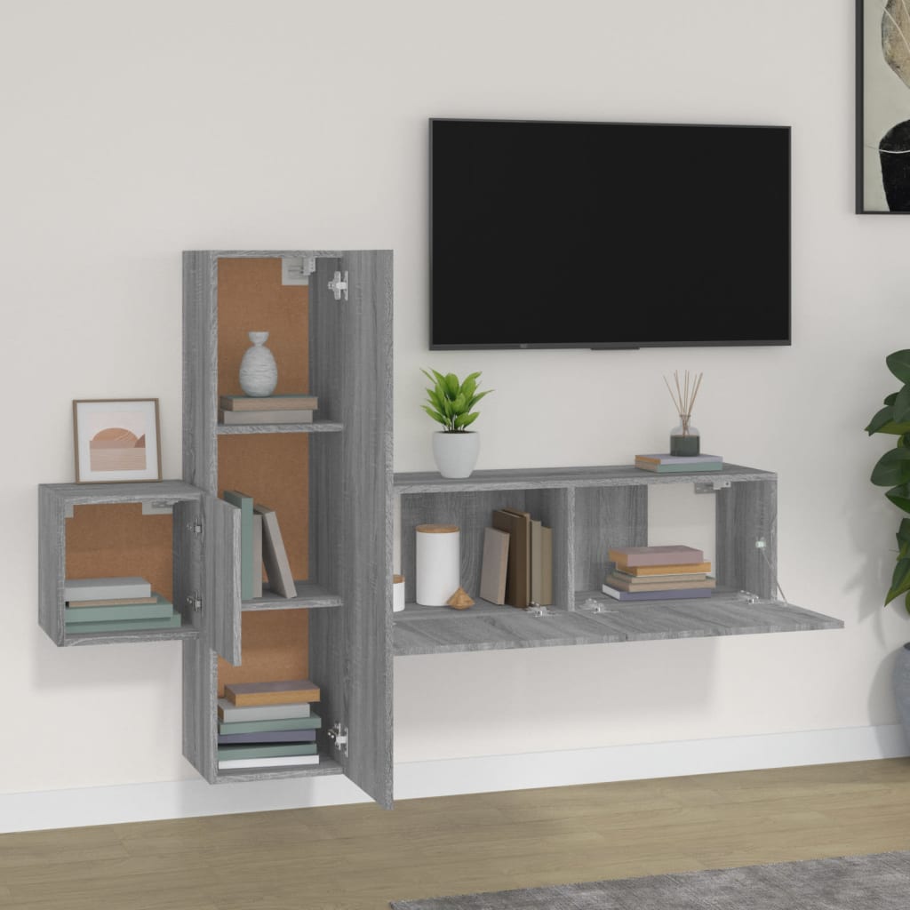 3 Piece TV Cabinet Set Grey Sonoma Engineered Wood