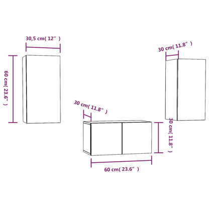 3 Piece TV Cabinet Set Smoked Oak Engineered Wood