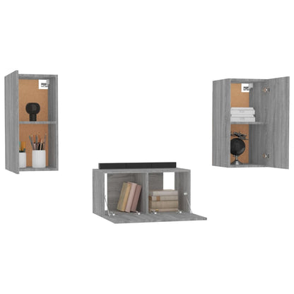 3 Piece TV Cabinet Set Grey Sonoma Engineered Wood