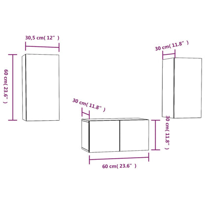 3 Piece TV Cabinet Set Grey Sonoma Engineered Wood