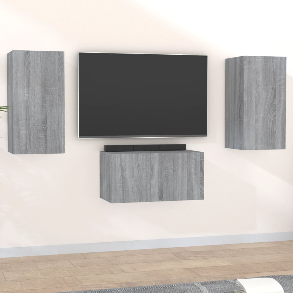 3 Piece TV Cabinet Set Grey Sonoma Engineered Wood