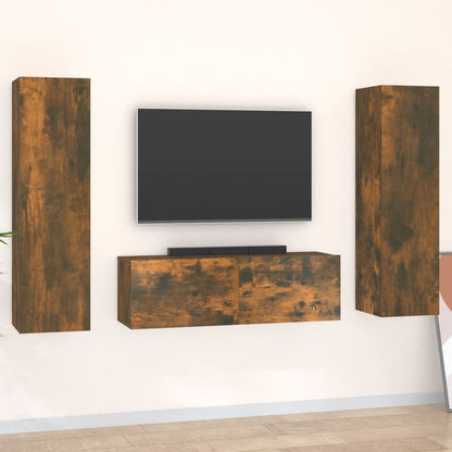 3 Piece TV Cabinet Set Smoked Oak Engineered Wood