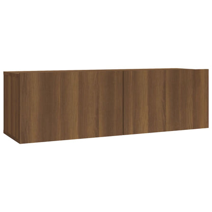 2 Piece TV Cabinet Set Brown Oak Engineered Wood