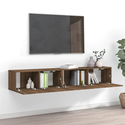 2 Piece TV Cabinet Set Brown Oak Engineered Wood