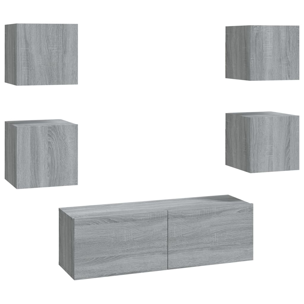 Wall-mounted TV Cabinet Set Grey Sonoma Engineered Wood