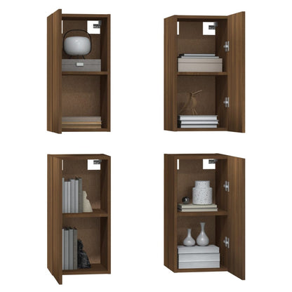 TV Cabinets 4 pcs Brown Oak 30.5x30x60 cm Engineered Wood