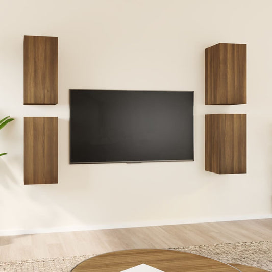 TV Cabinets 4 pcs Brown Oak 30.5x30x60 cm Engineered Wood