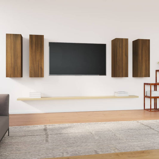 TV Cabinets 4 pcs Brown Oak 30.5x30x90 cm Engineered Wood