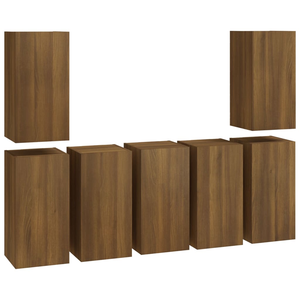 TV Cabinets 7 pcs Brown Oak 30.5x30x60 cm Engineered Wood