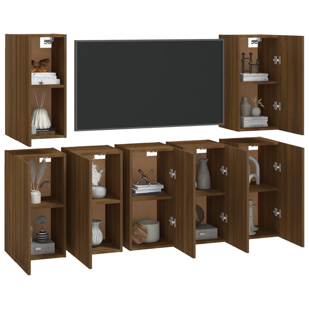 TV Cabinets 7 pcs Brown Oak 30.5x30x60 cm Engineered Wood