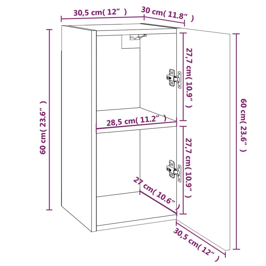 TV Cabinets 7 pcs Brown Oak 30.5x30x60 cm Engineered Wood